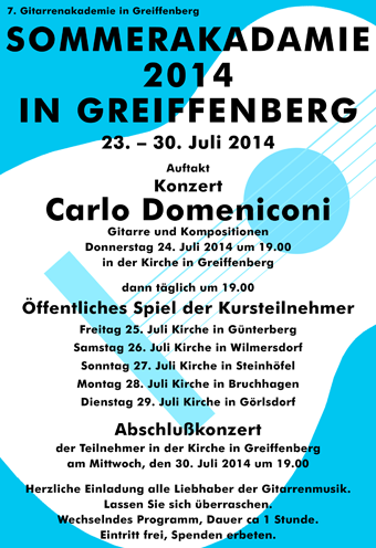 Gitarrenakademie in Greiffenberg 2014 Einladung
