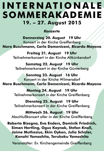 Internationale Sommerakademie 2015 in Greiffenberg